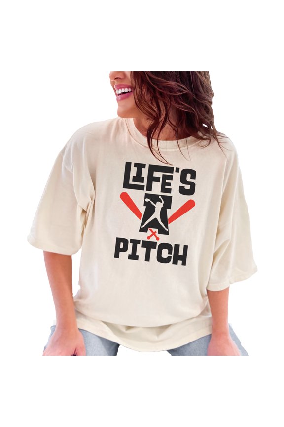 Motivational Baseball Slogan Graphic, Ivory Comfort Colors T-Shirt, Large