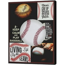 Motivational Baseball Wall Art Baseball Pictures Wall Decor Never Give Up Inspirational Quotes Canvas Painting Print Framed Artwork Modern Decorations for Boy's Room Bedroom LivingRoom Office 12"x16"