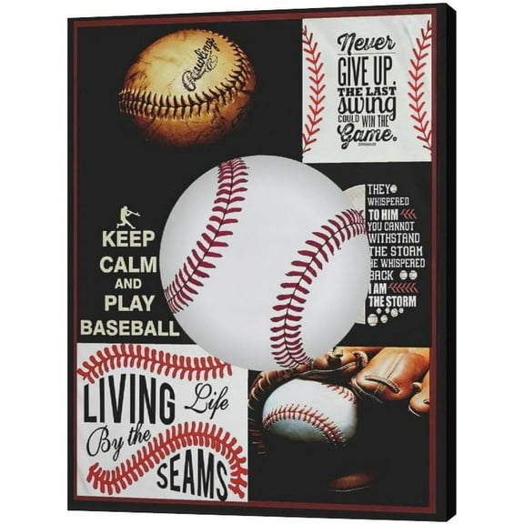 Motivational Baseball Wall Art Baseball Pictures Wall Decor Never Give Up Inspirational Quotes Canvas Painting Print Framed Artwork Modern Decorations for Boy's Room Bedroom LivingRoom Office 12"x16"