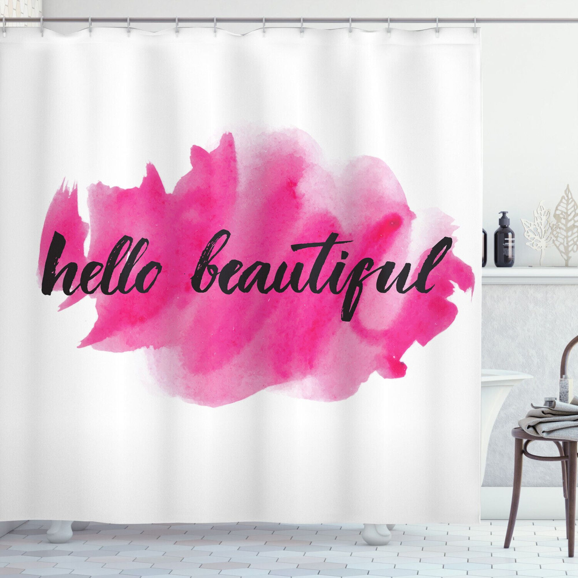 Motivational Bathroom Decor Inspiring Quotes On A Pink Shower Curtain