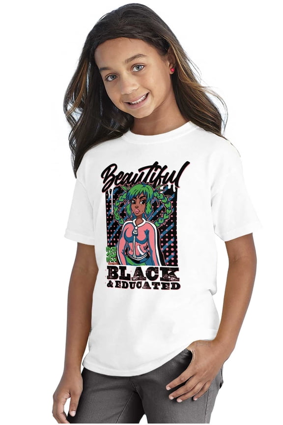 Motivational Beautiful Black Educated Girls Kids T Shirt Tees Teen Brisco Brands X