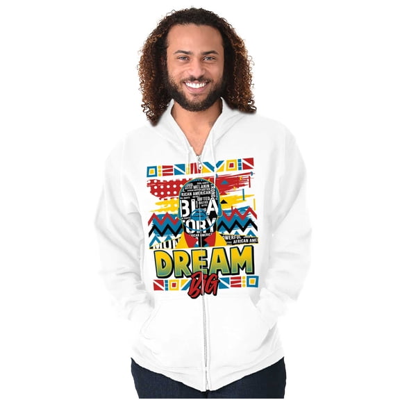 Motivational Black History Dream Big Unisex Fleece Graphic Zip Up Hoodie Brisco Brands 2X