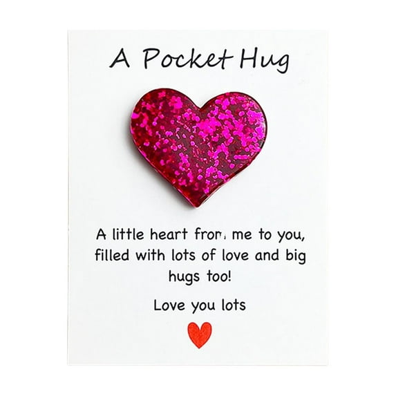 Motivational Blessings Pocket Card with Glitter Heart Design – 9x7cm Holiday Gift Card for Friends & Family