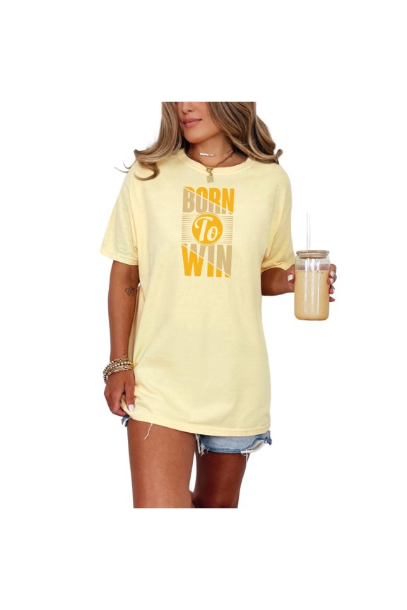 Motivational Born to Win Inspirational Quote, Butter Comfort Colors T-Shirt, 3XL
