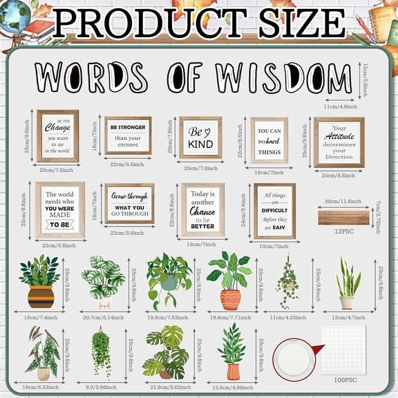 Motivational Bulletin Board Decorations Classroom Bulletin Board Sets Potted Plant Classroom Decor Sets Inspirational Paper Cutouts for Back to School Office Home Wall Decor
