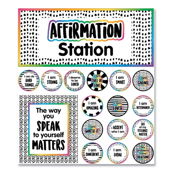 Motivational Bulletin Board Sets, Affirmation Station, Multicolor, 13.8 x 16, 32 Pieces | Bundle of 10 Sets