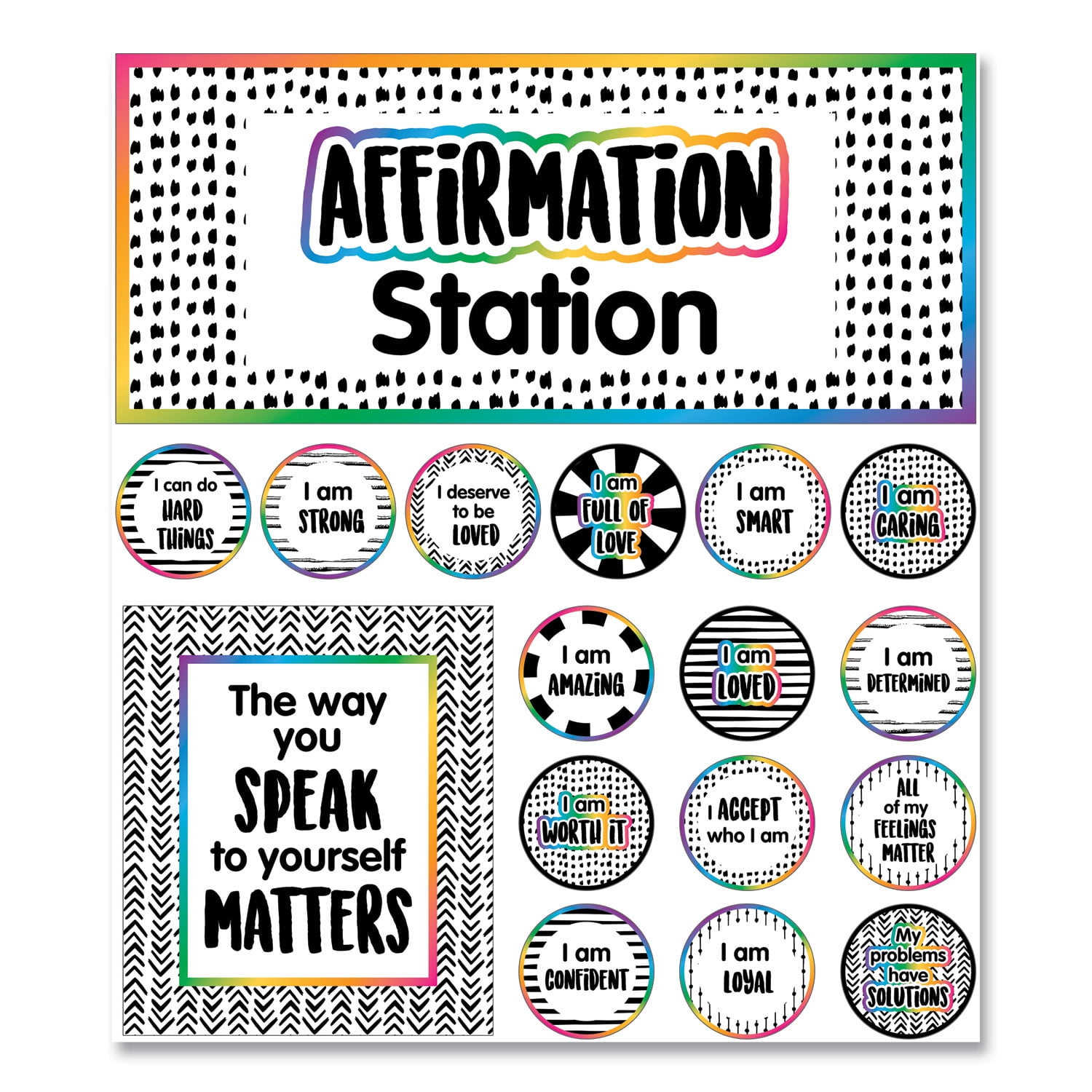Motivational Bulletin Board Sets, Affirmation Station, Multicolor, 13.8 x 16, 32 Pieces Motivational Bulletin Board Sets, Affirmation Station, Multicolor, 13.8 x 16, 32 Pieces