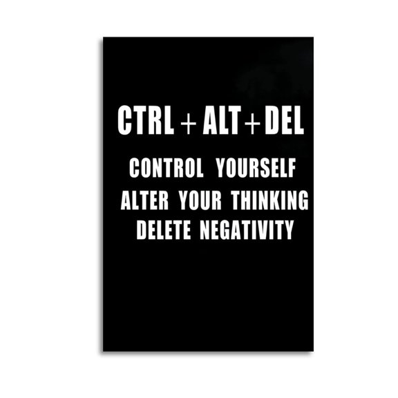 Motivational CTRL+ALT+DEL Classroom Positive Quotes Inspirational-1 Poster Wrapped Wooden Frame Wall Decor,Canvas Wall Art for Living Room,Bedroom,Office,Ready to Hang