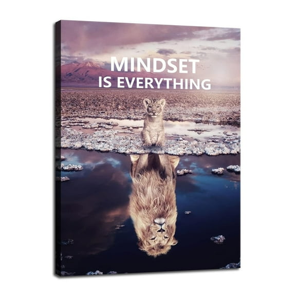 Motivational Canvas Wall Art Mindset is Everything Inspirational Entrepreneur Quotes Poster Small Lion Big Lion Print Artwork Decorate poster