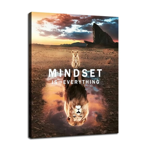 Motivational Canvas Wall Art Mindset is Everything Inspirational Entrepreneur Quotes Poster Small Lion Big Lion Print Artwork Decorate poster