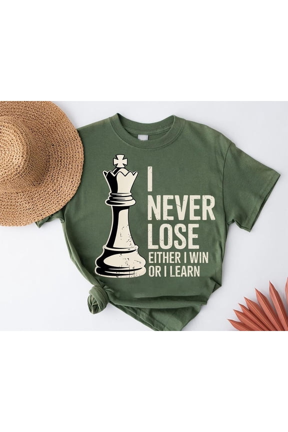 Motivational Chess Player T-Shirt: I Win or I Learn - Strategy Game Tee TSHIRT All Size S-5XL