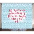 thumbnail image 1 of Motivational Curtains 2 Panels Set, Brush Calligraphy on Blue Waves Positive Encouraging Advice, Window Drapes for Living Room Bedroom, 108W X 90L Inches, Pale Blue Dark Coral White, by Ambesonne, 1 of 3