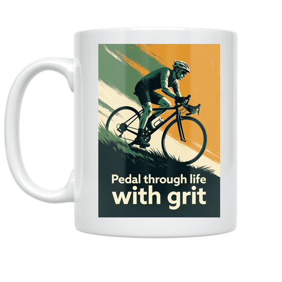 Motivational Cycling Design - Cyclist Enthusiast - 11 oz Ceramic Coffee Mug