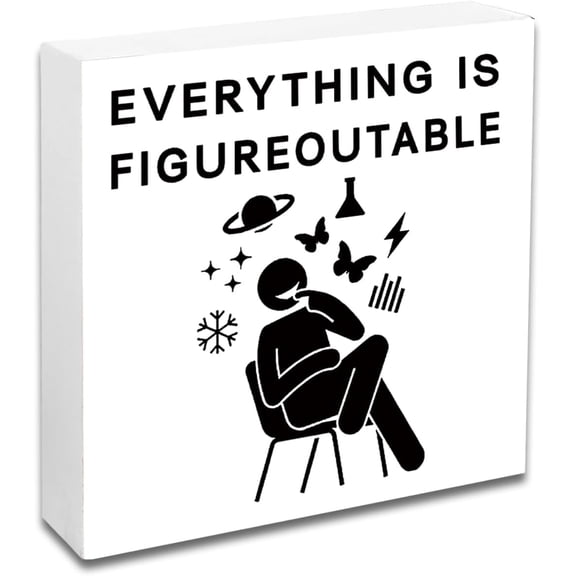 Motivational Desk Decor Everything Is Figureoutable Wood Box Sign Inspirational Office Decor Gifts For Men Boss Coworker Positive Affirmation Gifts Funny Desk Signs Classroom Cubicle Decorations