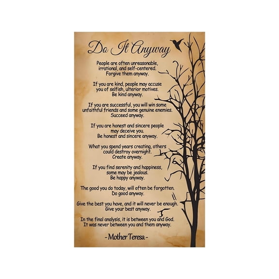 Motivational Do It Anyway Canvas Print Inspirational Quote Wall Art for Home Office Decor Positive Statement Painting Gift