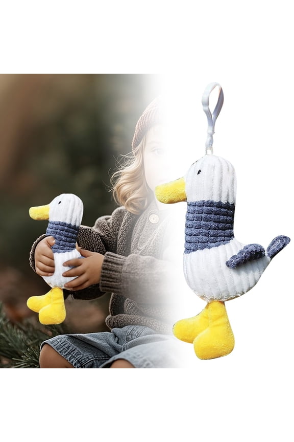 Motivational Duck Keychain Plush Cute Backpack Charm Inspirational Animal Stuffed Toy for Students and Kids Encouragement Gift White
