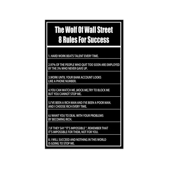 Motivational Entrepreneur Quotes Wall Art for Office, 8 Rules for Success Canvas Print, Inspirational Poster for Home Bedroom Decor, Modern Vibrancy