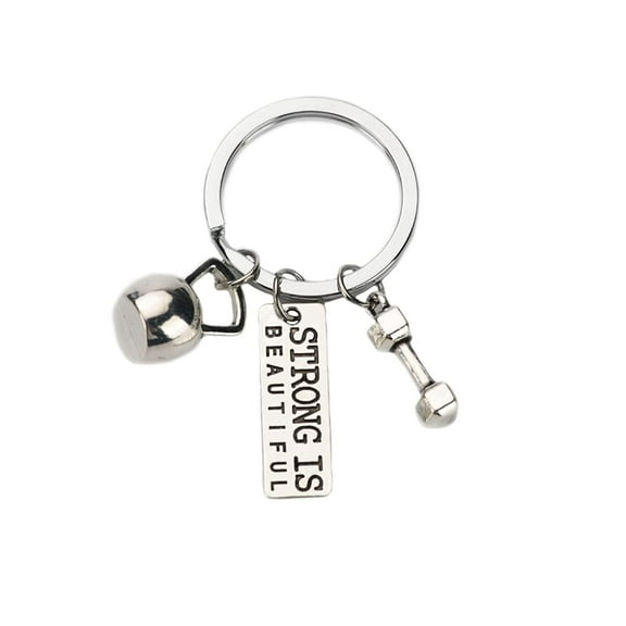 Motivational Fitness Gifts Strong is Beautiful Dumbell Kettlebell Charm Keychain Inspirational Workout Gifts