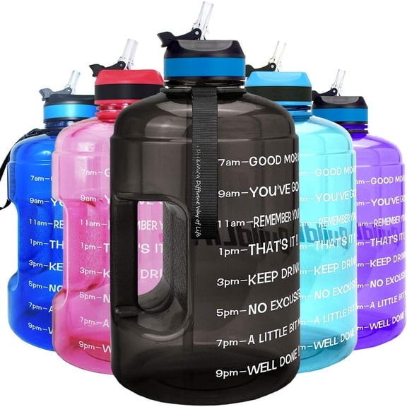 Motivational Gallon Water Bottle - with Straw & Time Marker  Large   Water Jug with Handle for Fitness Outdoor Enthusiasts Leak-Proof