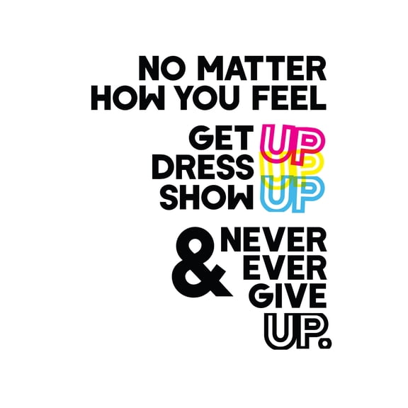 Motivational Get Up Never Give Up CMYK Large Wall Art Print