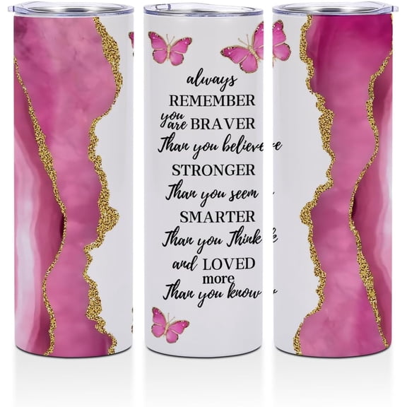 Motivational Gifts 20 oz Skinny Tumbler Stainless Steel Slim Insulated Tumblers Straight Water Bottle Coffee Mug Thermal Travel Cup with Lid, Christmas Birthday Inspirational Gifts for Women Girls