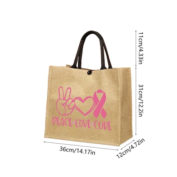 Motivational Gifts Breast Cancer Tote Bag For Women, Reusable Grocery Shoulder Bag Linen Tote Bags Handbag for Work Beach Travel Gym, Cancer Care Gifts for Women Teacher Friends