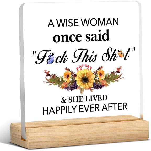 Motivational Gifts for Women Coworker Boss Clear Desk Decorative Sign Acrylic Plaque With Wooden Stand 4x4 Inch Positive Sunflower Sign Home Office Desk Decor