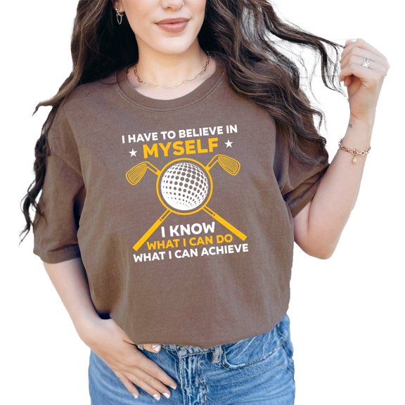 Motivational Golf Themed Design, Espresso Comfort Colors T-Shirt, XL