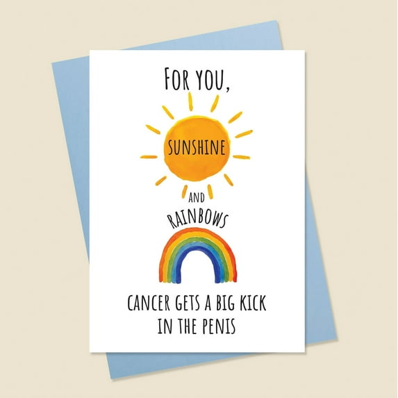 Motivational Greeting Card – “For You, Sunshine and Rainbows” with Cancer Support Message – Blank Inside – Perfect for Encouragement and Uplifting Messages