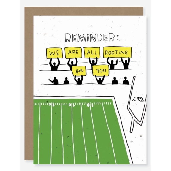Motivational Greeting Card "Reminder: We Are All Rooting for You" Cheerful Supportive Design Perfect for Encouragement, Friendship, or Celebration