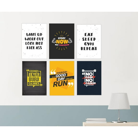 Motivational & Gym Vertical Wall Paper Poster Pack - Set of 6, A3 Size, 12x18 inch Unframed Art Prints - Home, Bedroom, Living Room & Decor - Aesthetic, Matt Finish