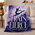 thumbnail image 1 of Motivational Gymnast Design Train Fierce Land Strong Text, Dramatic Artistic Scene, Warm Flannel Blanket for Home Library and Reading Nook, Art Lovers Housewarming Gift, Artistic Home Decor, 1 of 9