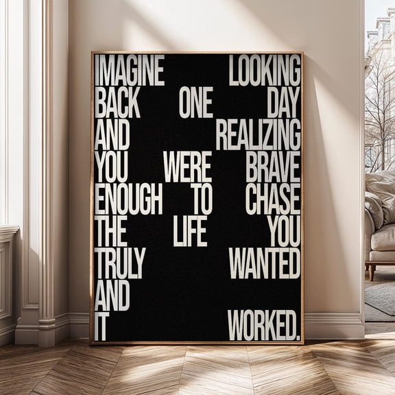 Motivational Imagine Looking Back Quote Success Mindset Bold Typography Entrepreneur Poster