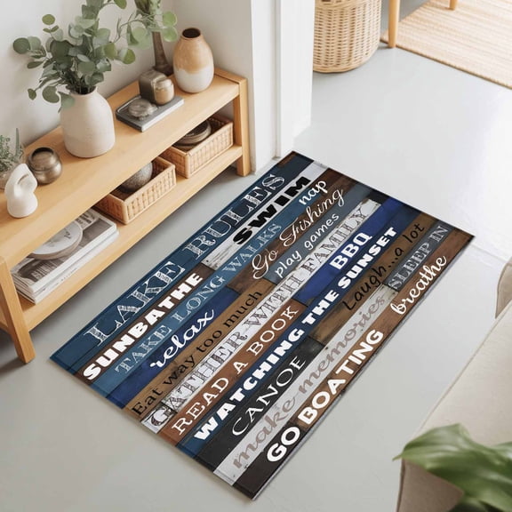 Motivational Inspirational Happiness Quotes Rectangle Area Rug 2x3ft,Living Room Rug Non-Slip Washable Circle Rugs Pad,Retro Wood Plank Soft Floor Carpet for Bedroom Dining Room