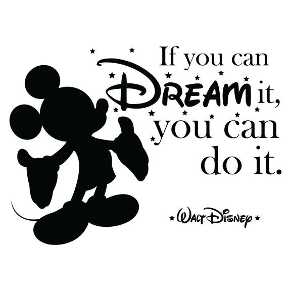 Motivational and Inspirational Quote About Dreaming with Bold Art Design and Famous Logo for Bedroom Wall Decoration - If You Can Dream It, You Can Do It Black and White Artwork Design with Silhouett