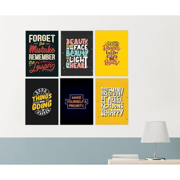 Motivational & Inspirational Vertical Wall Paper Poster Pack - Set of 5, A4 Size, 9x12 inch Unframed Art Prints - Home, Bedroom, Living Room & Decor - Aesthetic, Matt Finish