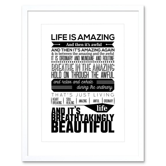 Motivational Life Amazing Awful Beautiful Framed Wall Art Print