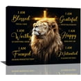 thumbnail image 1 of Motivational Lion Wall Art Cross Christian Lion Pictures Decor Inspirational Canvas Black Golden Painting Modern Unframed Prints Artwork for Home Bathroom Bedroom Living Room, 1 of 3