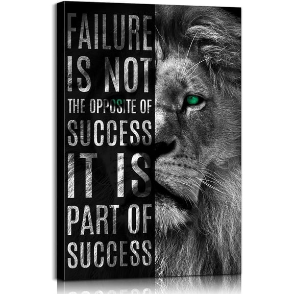 Motivational Lion Wall Art Positive Affirmations Wall Decor Failure is Not The Opposite of Success Quotes Wall Decor Inspirational Posters Motivational Wall Decor for Office Decor (12''''Wx18''''H)