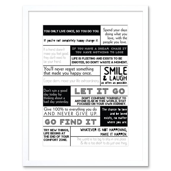 Motivational Manifesto Advice Typography Grid Framed Wall Art Print