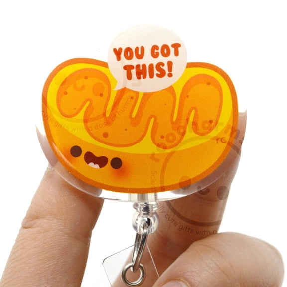 Motivational Mitochondria Acrylic Badge Reel, Lab Tech ID Holder, MLS, MLT, Medical Laboratory Scientist, Science Lanyard Cute Lab Week Gift