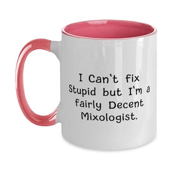 Motivational Mixologist Gifts, I Can't Fix Stupid but I'm a, Inspire Birthday Two Tone 11oz Mug For Colleagues From Colleagues, Coffee mug, Two tone mug, Mens mug, Womens mug, Mug gift set, His and