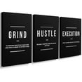 thumbnail image 1 of Motivational Office Decor Framed Canvas Wall Art Grind Hustle Execution Poster Inspirational Success Print Black Minimalism Modern Aesthetic Wall Decor for Bedroom Living Room Office (12x16inchx3pcs), 1 of 6