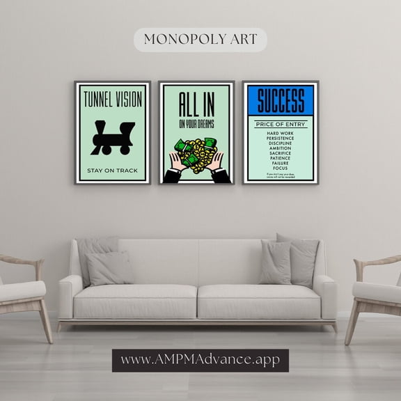 Motivational Office Wall Art Print Set Modern Retro Decor Set 3 Unframed Paper Print 20x30