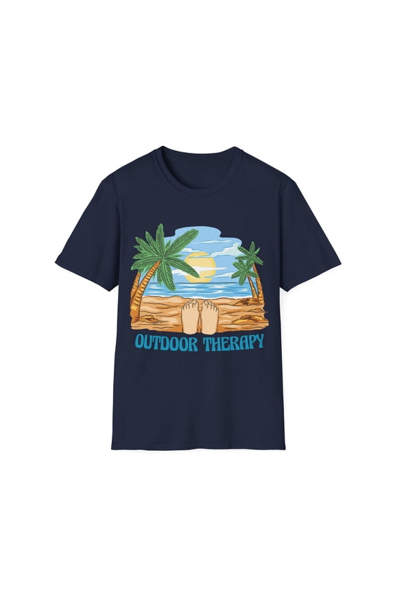 Motivational Outdoor Therapy Beach Sand Sun Palm Trees Tee