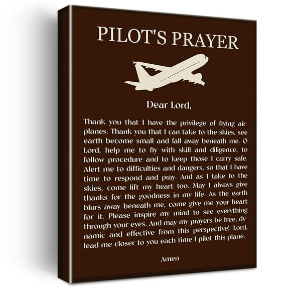 Motivational Pilot Wall Art Decor Pilot's Prayer Canvas Print Inspirational Painting for Home Office Wall poster