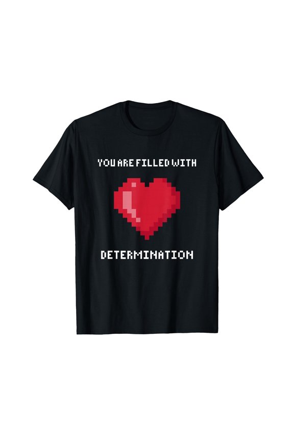 Motivational Pixel Art Heart T-Shirt for Gaming Enthusiasts