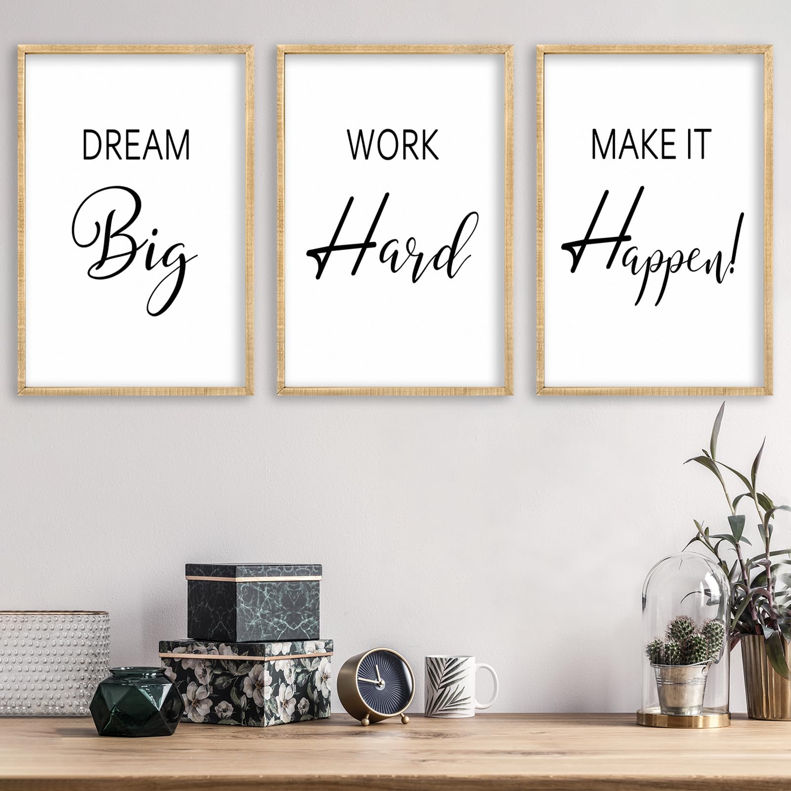 Motivational Positive Sign Wall Decor 11x16 Inch Office Set Of 3 Wood ...