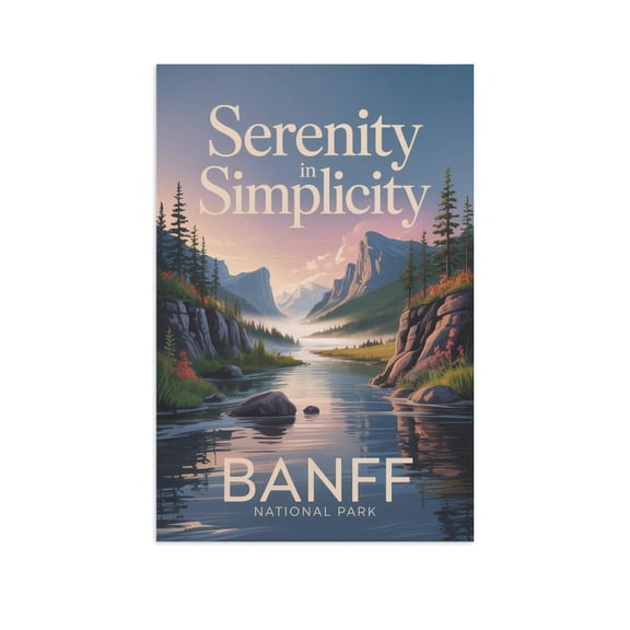 Motivational Poster Banff National Park Zen Inspirational Quote Serenity in Simplicity Meditation Yoga Wall Art for Bedroom Living Room Office Canvas Poster
