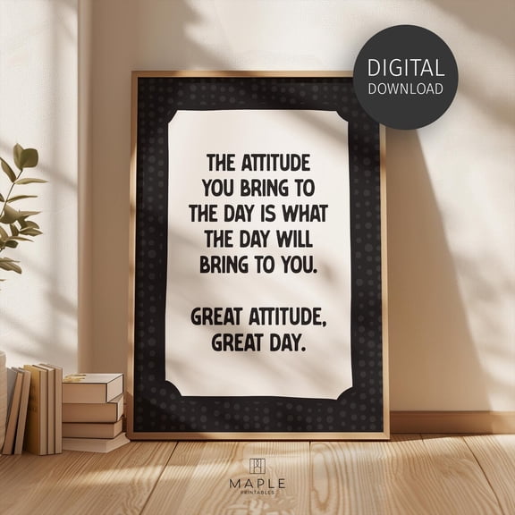 Motivational Poster Great Attitude Quote, Positive Mindset Poster, Retro Wall Art Office Decor UNFRAMED Poster, Wall Art for Decor, Present, 16x24
